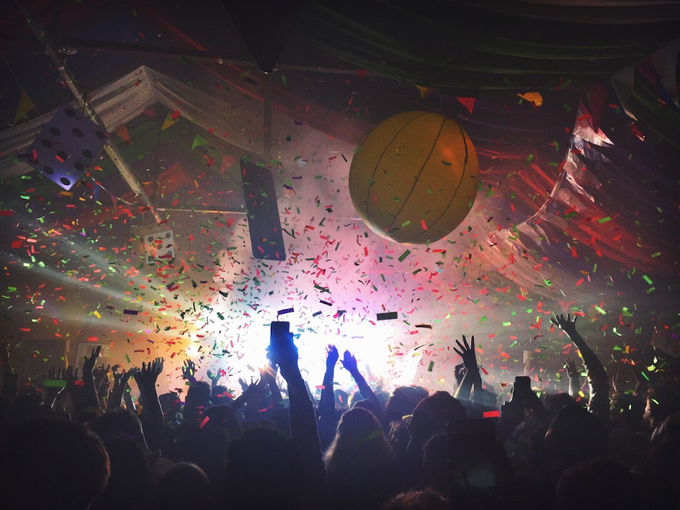 Club party with a beach ball